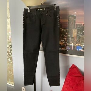 NWT Rewash Brand Womens Juniors Size 5/27 Black Straight Skinny Jeans Emo Grunge
